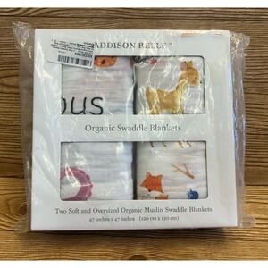New Addison Belle Muslin Swaddle Blankets Set Of 2 Baby Blanket 47" X 47" Animal